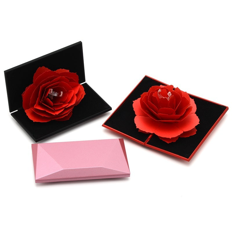 Vibrato en forma de diamante con caja de anillo de rosa giratoria, regalo del día de San Valentín