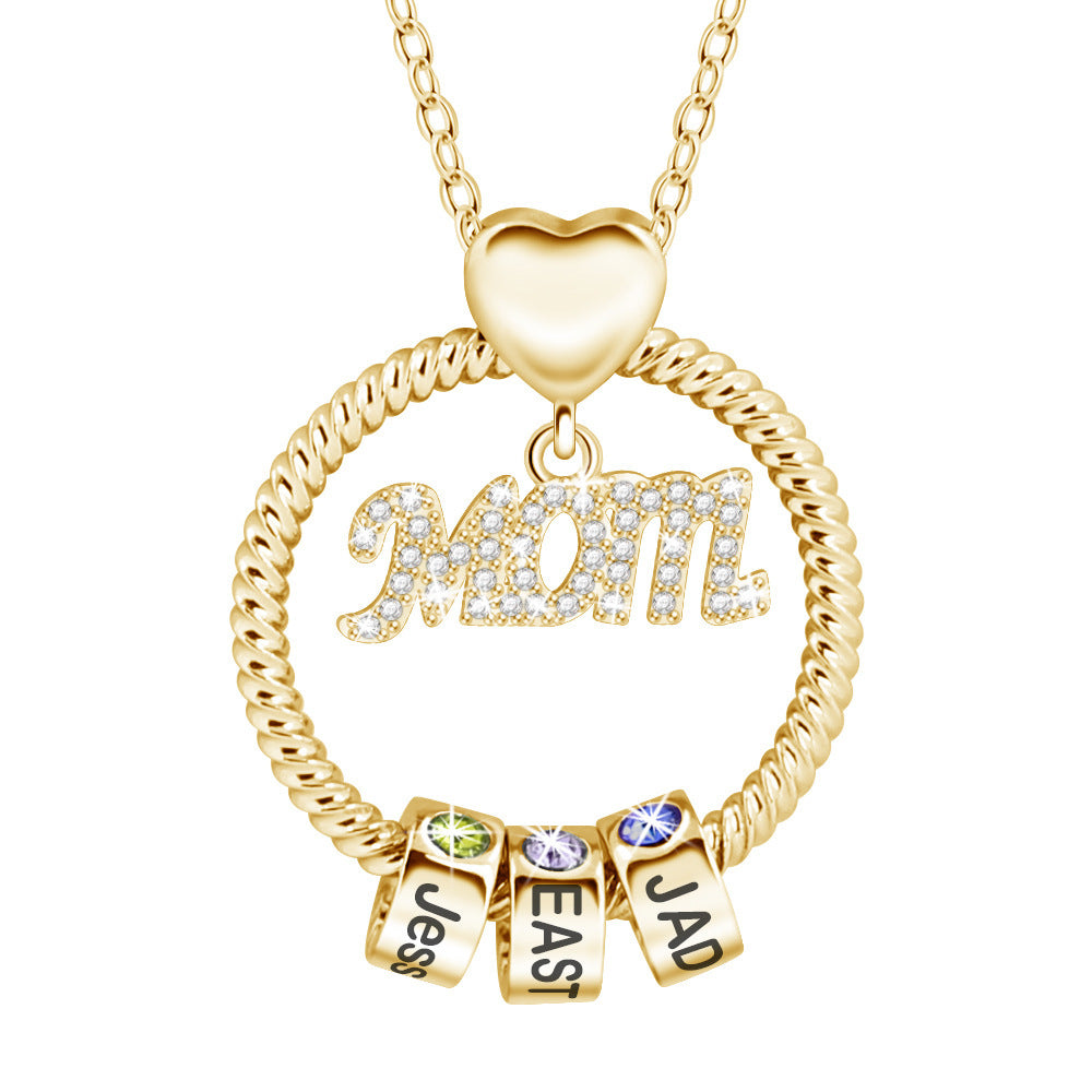 Collier en pierre de 12e anniversaire avec diamant gravé pour femme