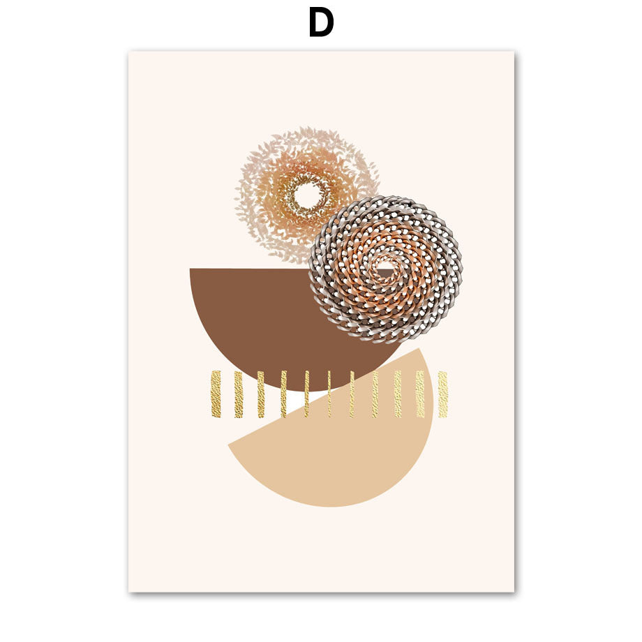 Línea Hojas Geométricas Abstractas Boho Decoración Del Hogar Pintura