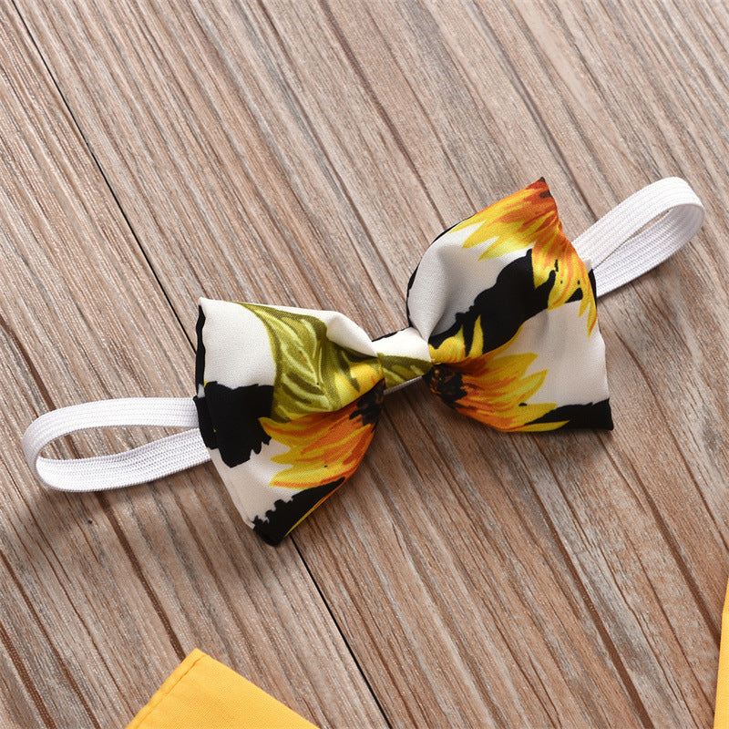Barboteuse Triangle d'été pour bébé fille, emballage en dentelle pour nouveau-né, barboteuse une pièce tournesol pour bébé