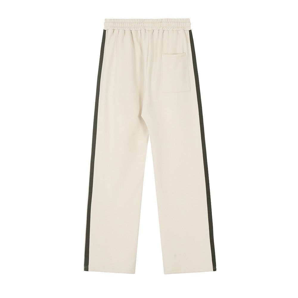 Patchwork Stripes Casual Straight Trousers Male