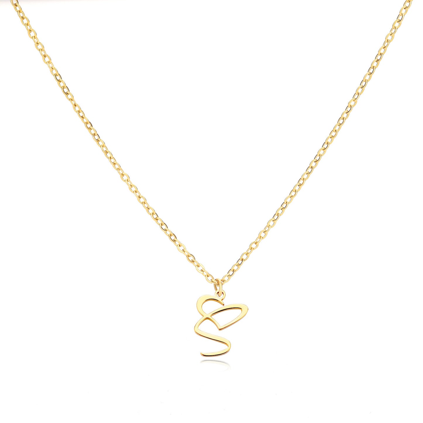 Collier créatif en acier inoxydable avec pendentif lettre cœur Simple pour femmes