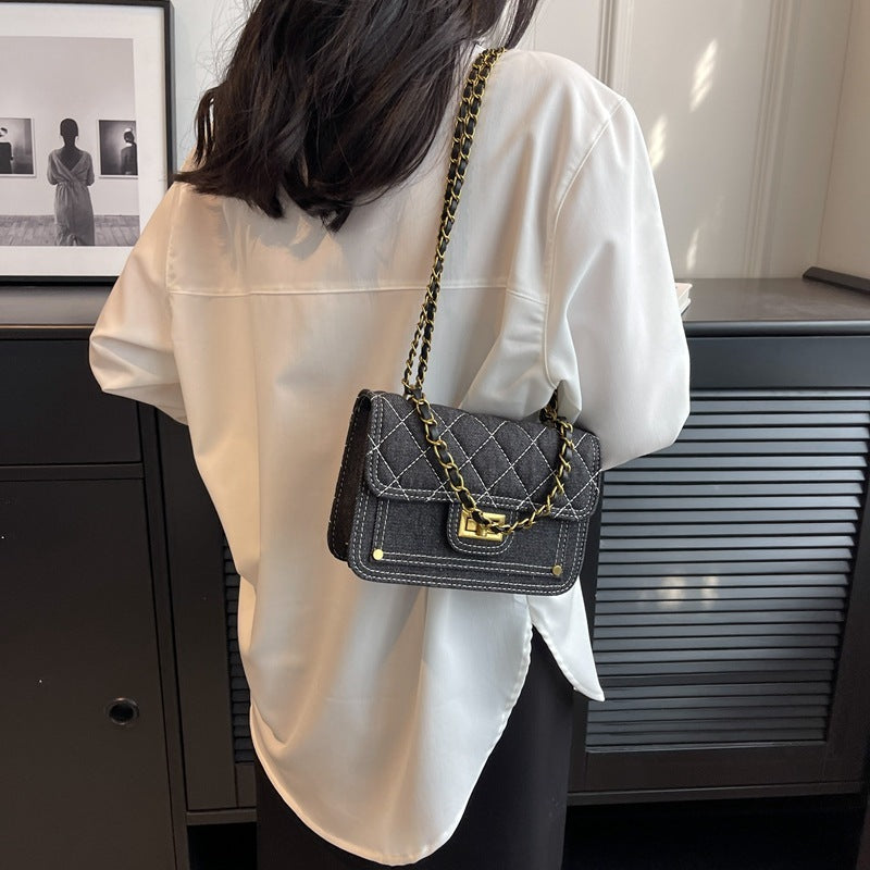 Sac à bandoulière en denim décontracté Sac messager à serrure de haute qualité