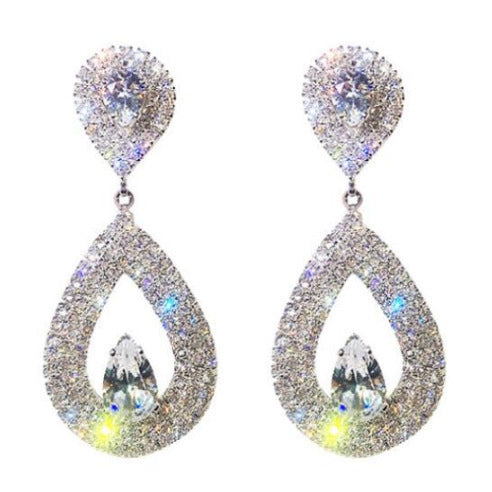Boucles d'oreilles pendantes incrustées de diamants brillants pour femmes