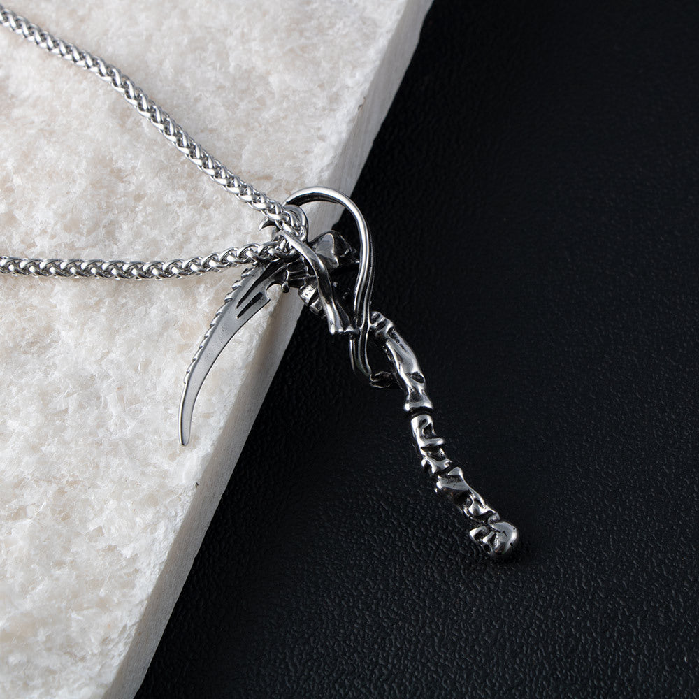 Collar con colgante de acero y titanio del dios de la muerte vintage para hombre