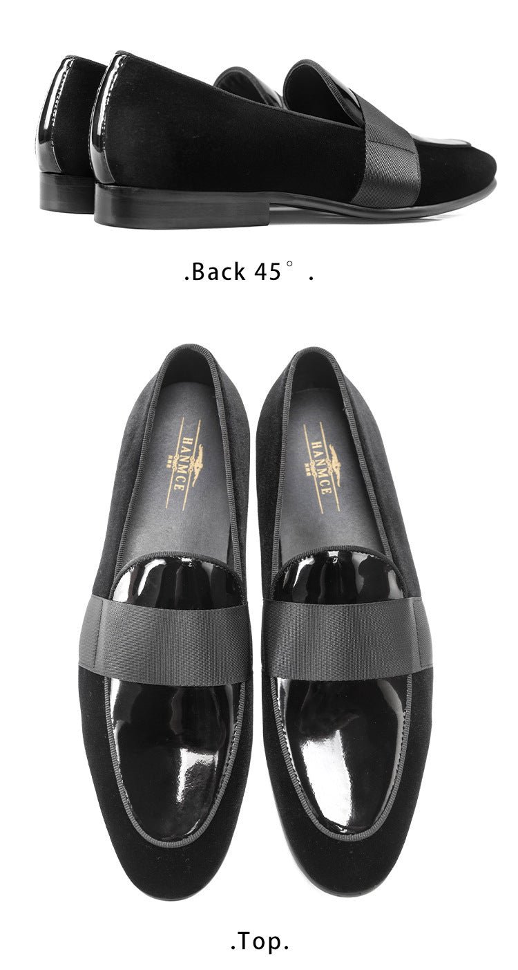 Mocassins coréens en cuir verni velours, chaussures rondes décontractées en cuir
