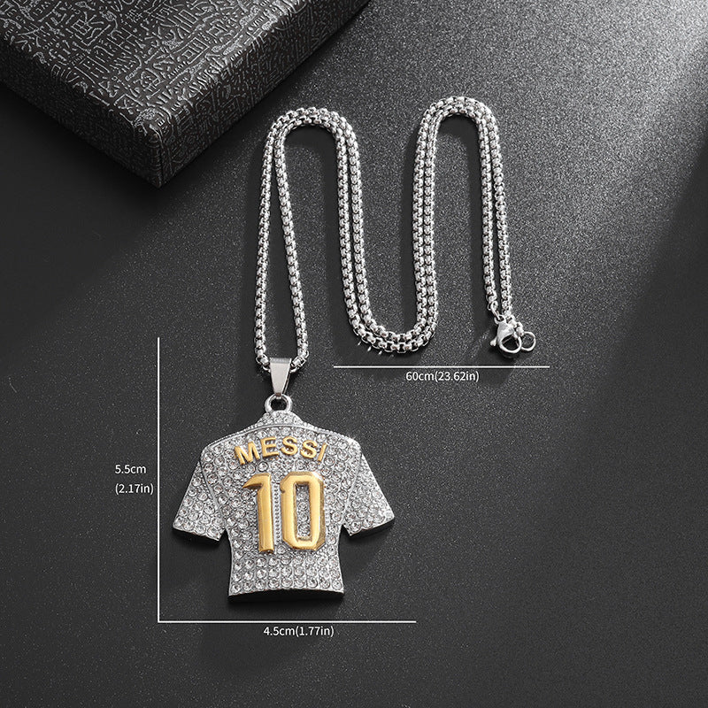 Hip Hop Titanium Steel Gold Plated Diamond Pendant Necklace