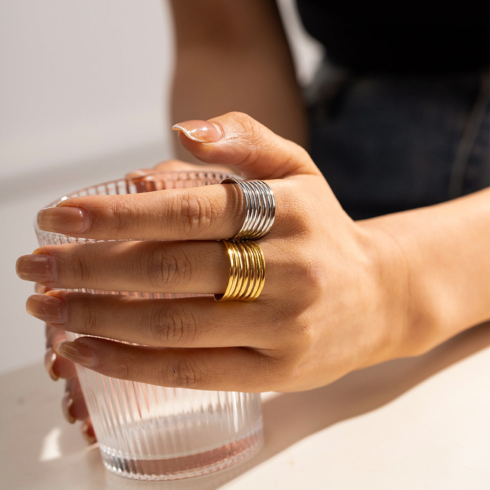 Bague en acier inoxydable à la mode de style simple Ins