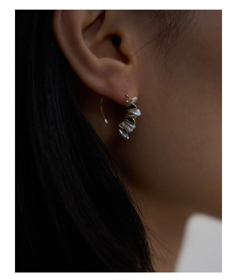 Boucles d'oreilles en perles baroques naturelles vintage