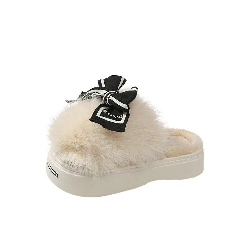 Pantoufles en coton à talons hauts pour la maison et l'extérieur, demi-paquet d'arc