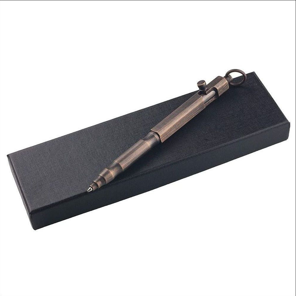 Stylo de mitrailleuse en laiton Vintage, stylo tactique en cuivre pur