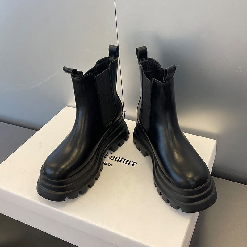 Bottes Martin à plateforme avec tuyau de fumée élargi, bottes Chelsea grande taille pour femmes