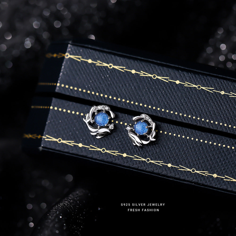 S925 Sterling Silver Glass Stone Like Whale Into The Sea 5 Necklace For Women