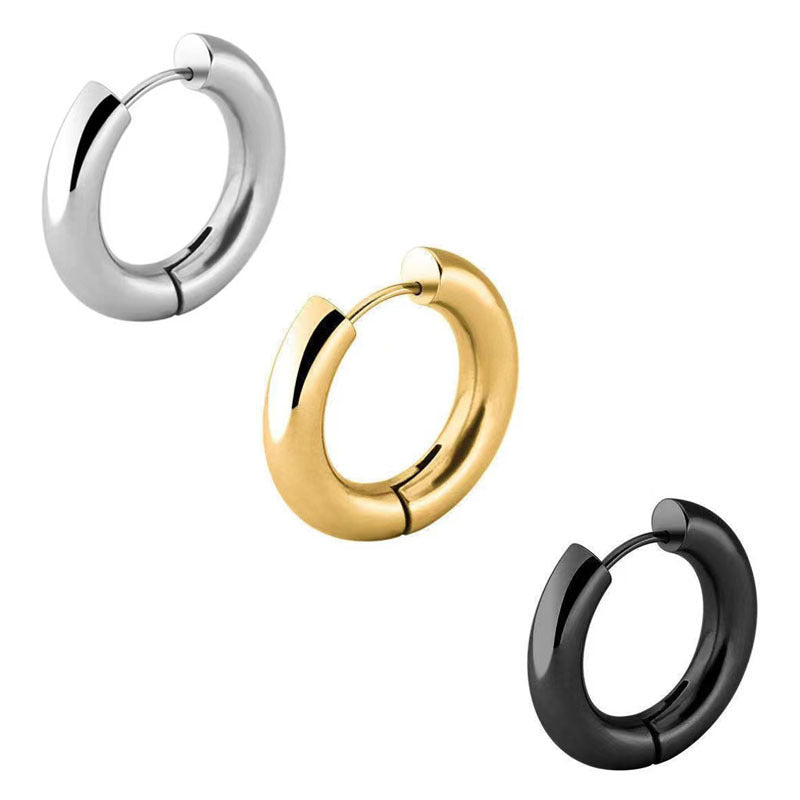 Clip d'oreille élégant rond N en acier inoxydable, Simple unisexe