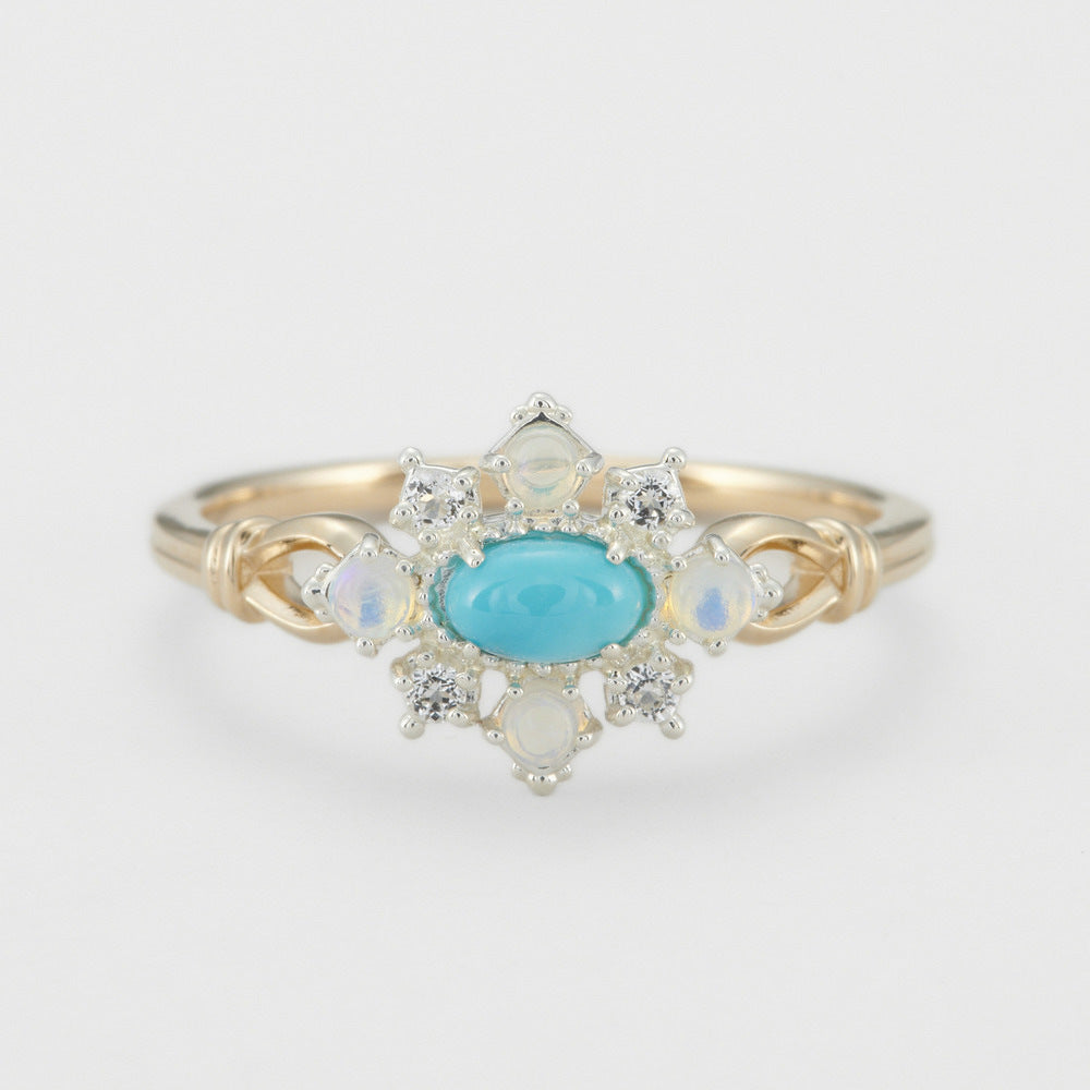 Bague Opale Naturelle Losange Turquoise Argent 925