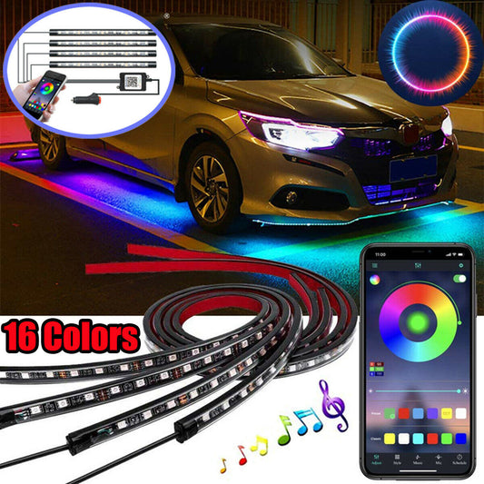Bande lumineuse LED RGB pour intérieur de voiture, lampe décorative avec télécommande sans fil USB et musique, plusieurs Modes pour voiture