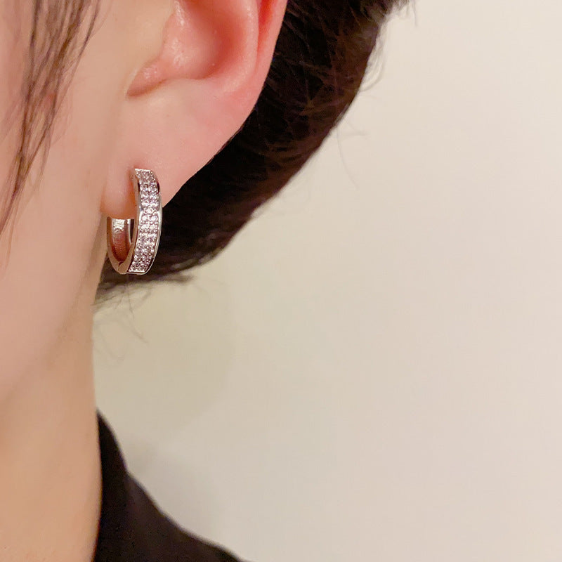 Fashionable All-match Micro-inlaid Ear Clip Niche Design Earrings