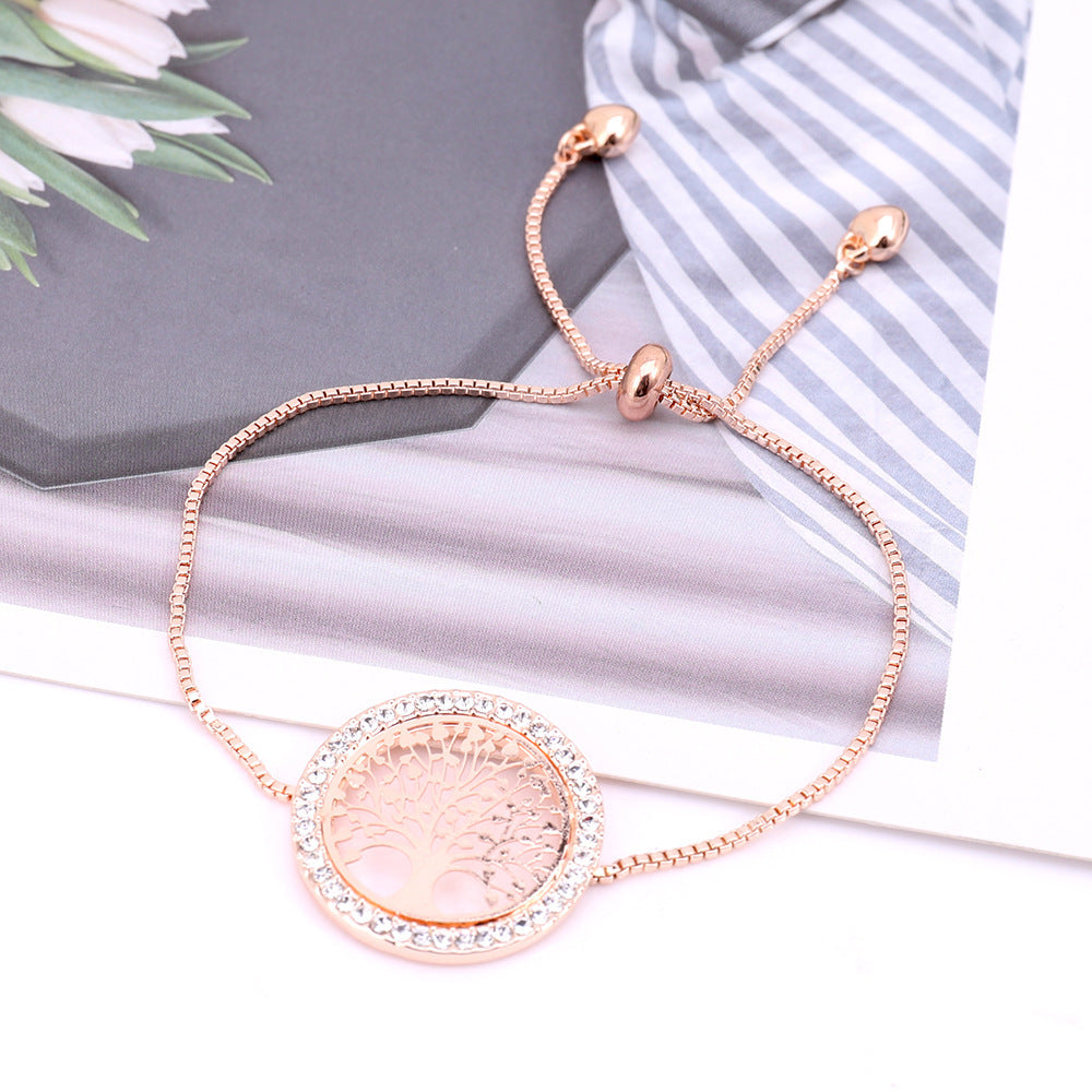 Nueva pulsera de árbol de la suerte creativa de metal dorado