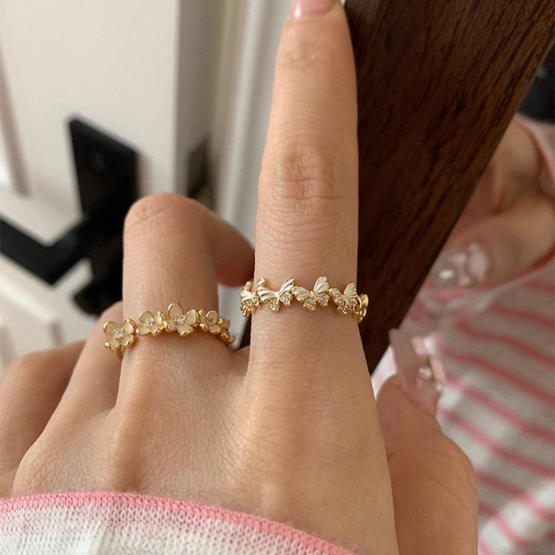 Butterfly Flower Ring Fashion All-matching