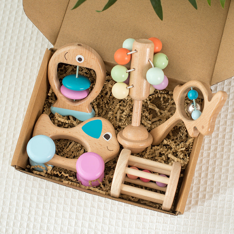 Ensemble de jouets en bois de cinq pièces colorés pour bébé