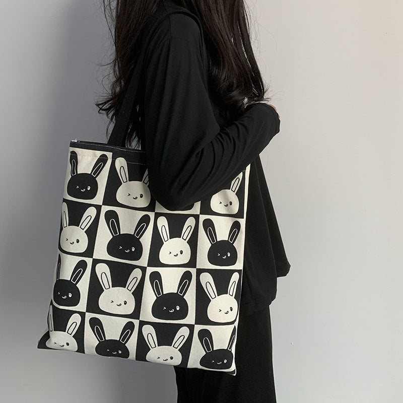 Mignon lapin nouveau sac en toile épaule femme grande capacité