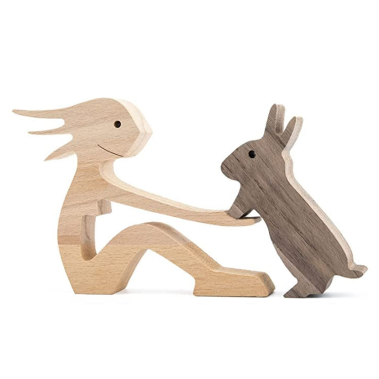 Figurine de chien en bois à faire soi-même, Sculpture de décoration de maison, un homme et un chien, Sculpture en bois, cadeaux de noël, modèle de décoration