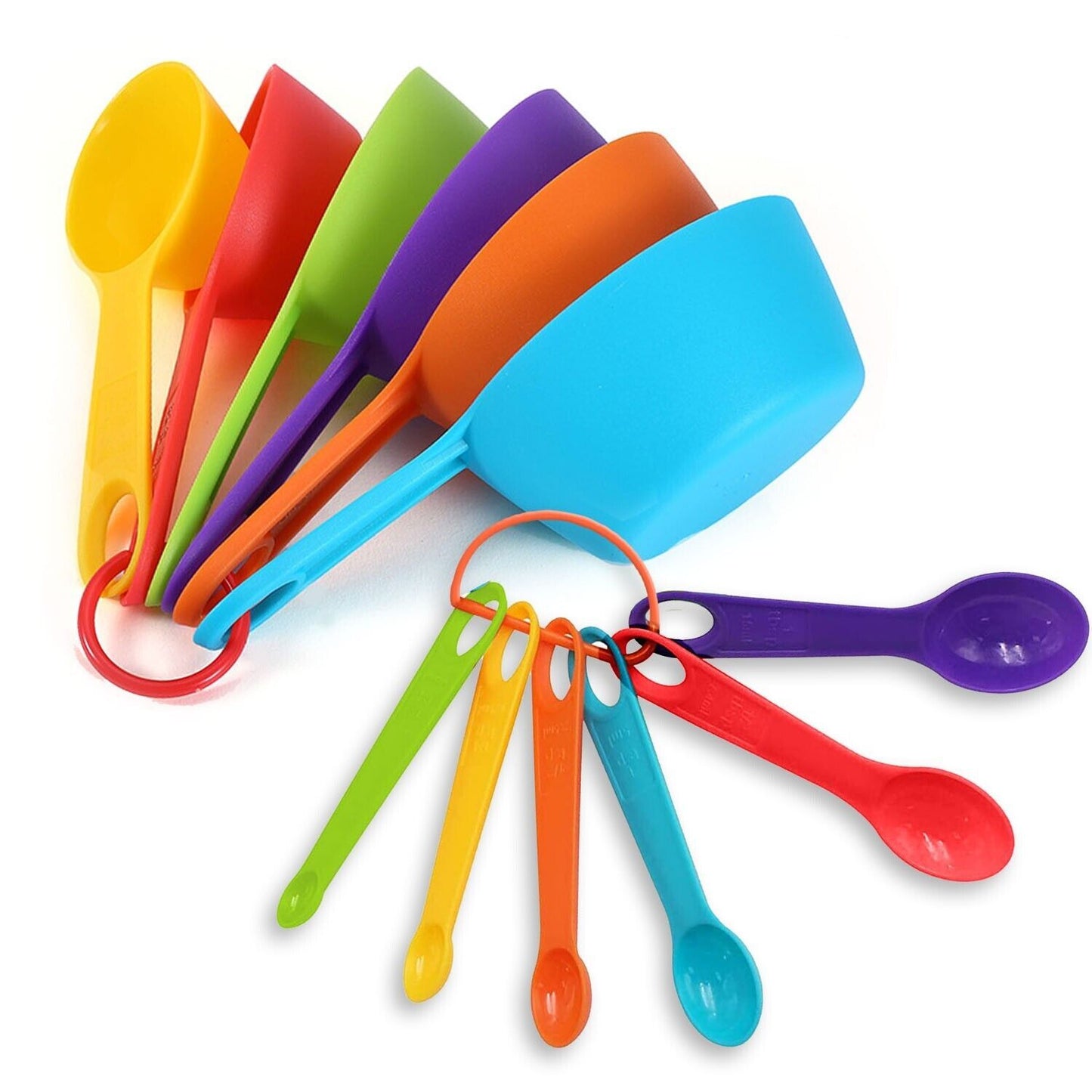 Tazas y cucharas medidoras multicolores, juego de 12 piezas, utensilios de cocina de plástico