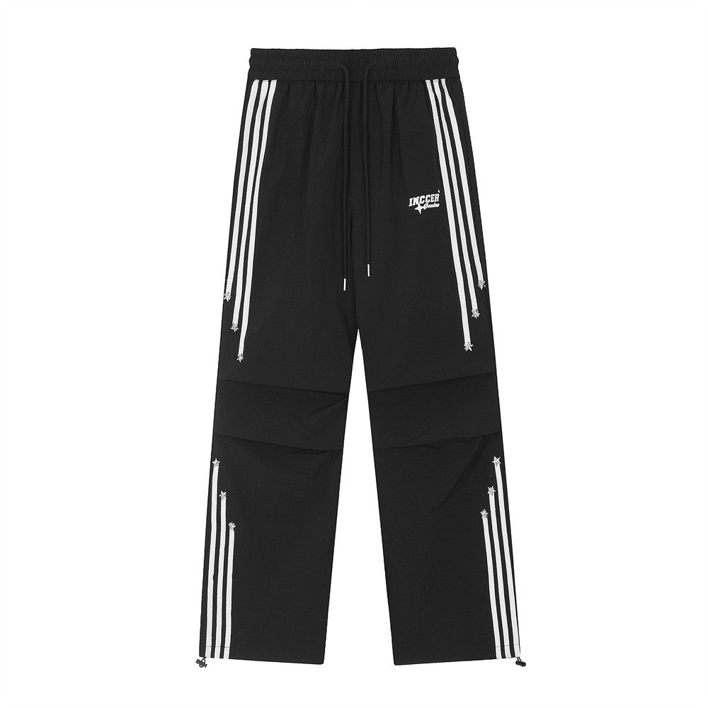 Side Stripe Stitching Wide Leg Casual Trousers