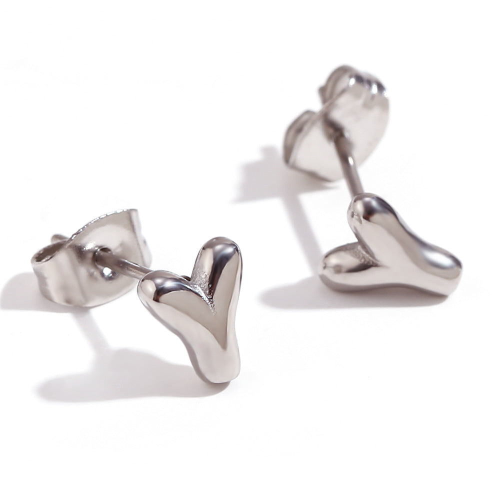 Titanium Steel Earrings 18K Gold Mini Alphabet Letter Earrings Women