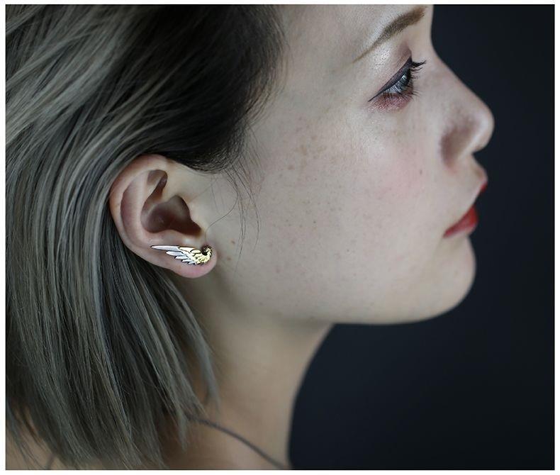 Boucles d'oreilles artistiques pour femmes, ornement, Couple, bague, collier, 925