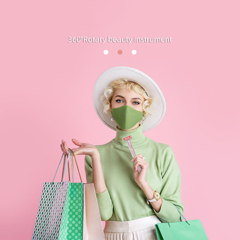 Nuevo masaje de ojos rotatorio mejorado de 360 ​​grados, masaje terapéutico de calor facial, luz LED roja, varita de herramienta de cuidado de la piel 5 en 1