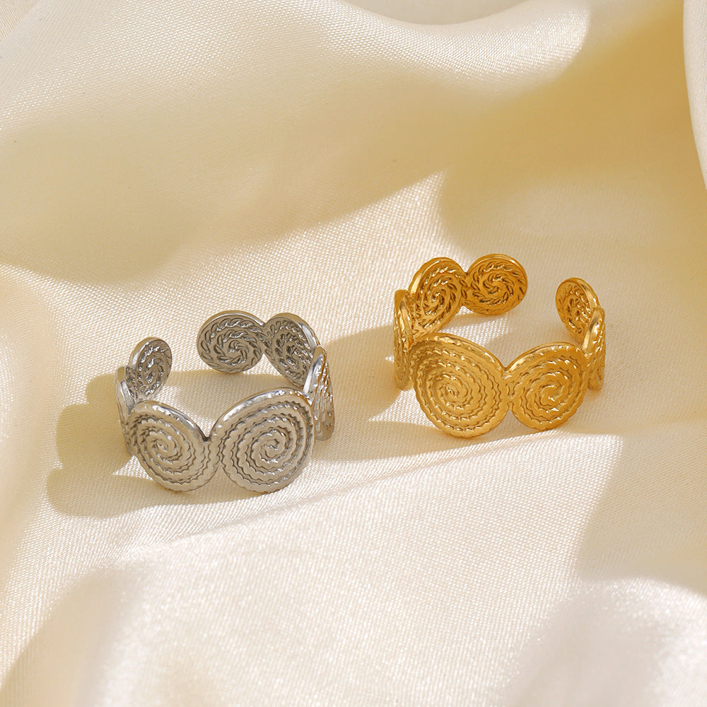 Anillo Redondo De Acero De Titanio Espiral De Acero Inoxidable Con Apertura Ajustable Femenina