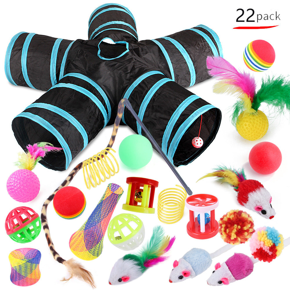 Ensemble de jouets pour chat, jouets amusants assemblés, Tunnel pour chat, fournitures pour animaux de compagnie