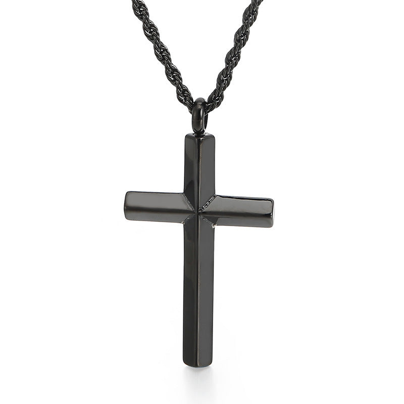Pendentif croix galvanisé, collier créatif en acier titane et fleurs de chanvre, chaîne