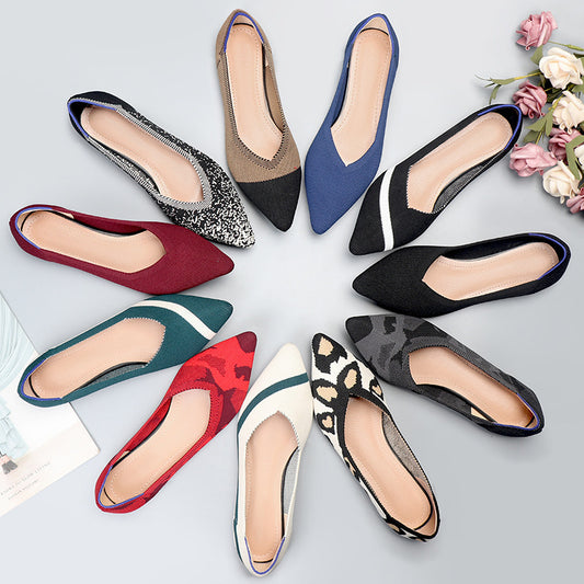 Chaussures plates pointues Flyknit à fond souple pour femmes