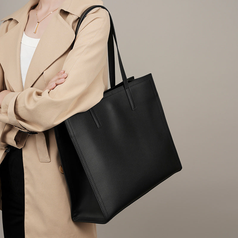Porte-documents grande capacité en cuir pour femme