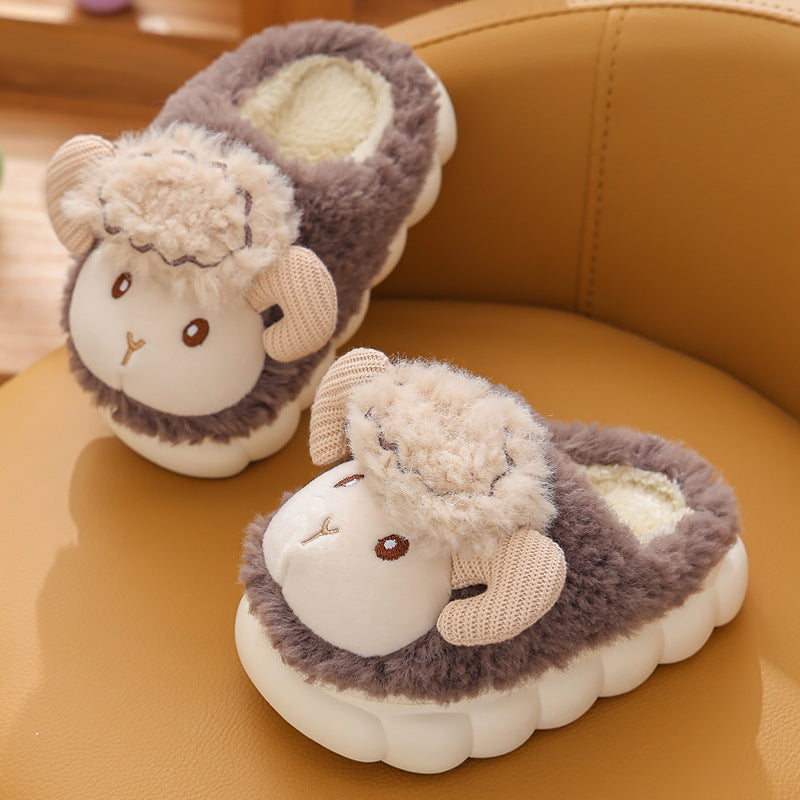 Pantoufles en coton pour enfants, pantoufles moelleuses d'intérieur de dessin animé mignon