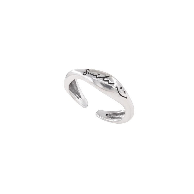 S925 Sterling Silver Smile Letters Ring Women