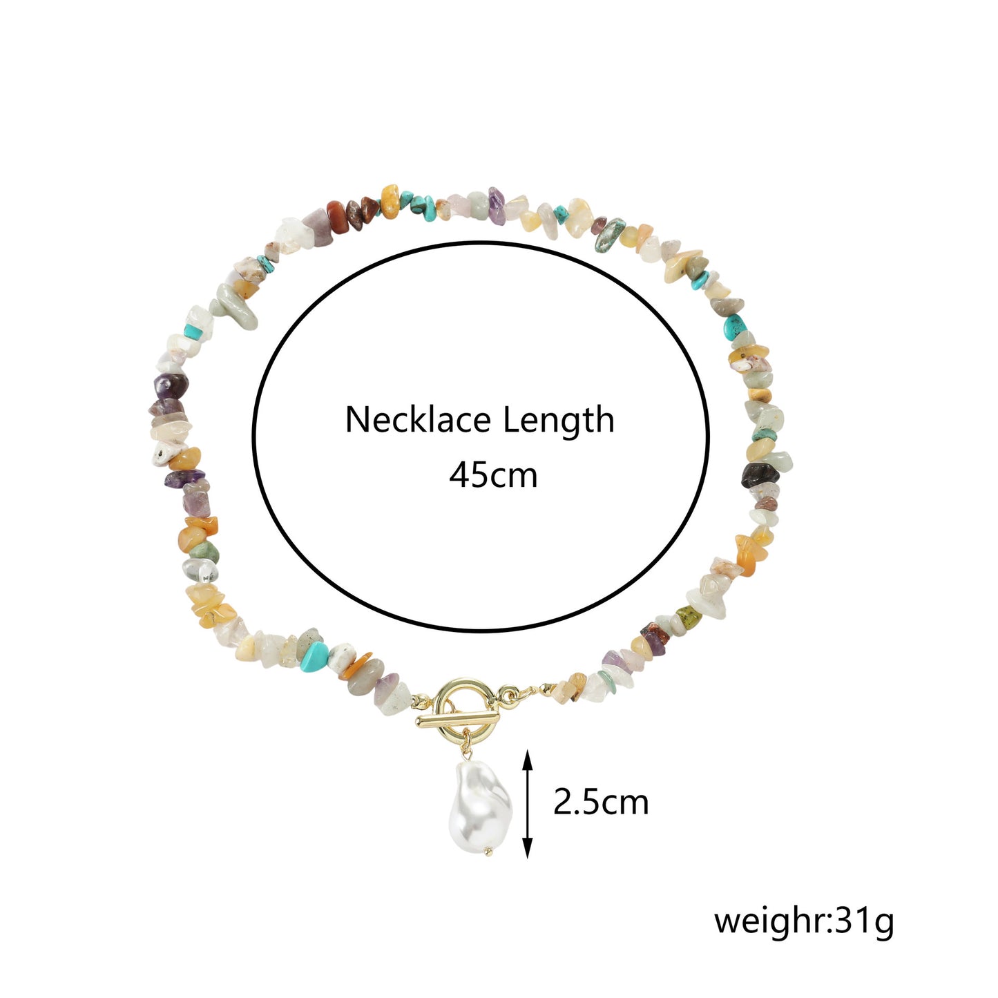 Collier bohème en pierre concassée colorée