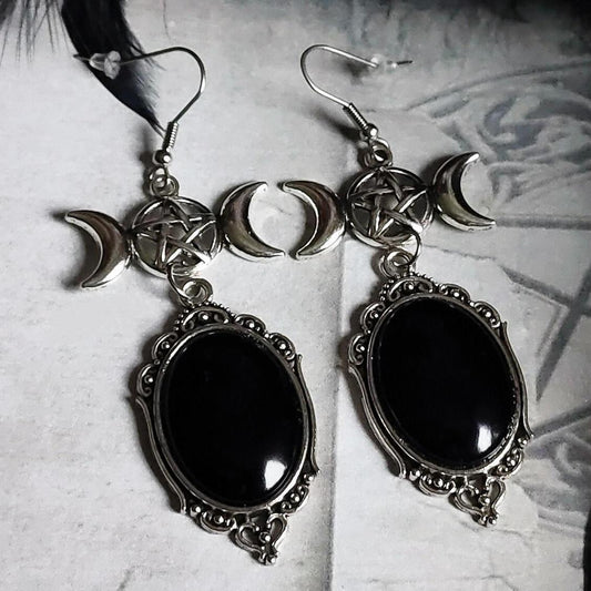 Boucles D'oreilles Pendantes Étoile En Relief Et Triple Étoile À Cinq Branches En Cristal