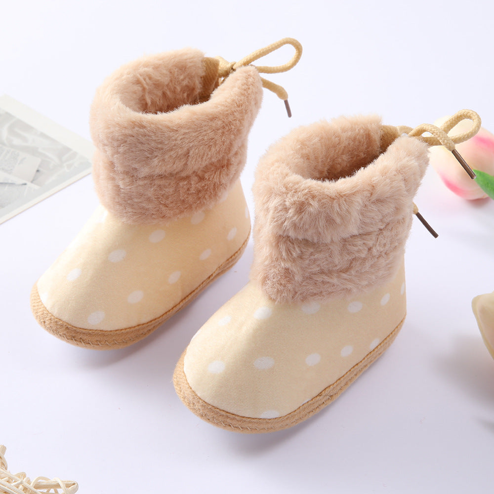 Polka Dot Fur Boots  Newborn Baby Shoes