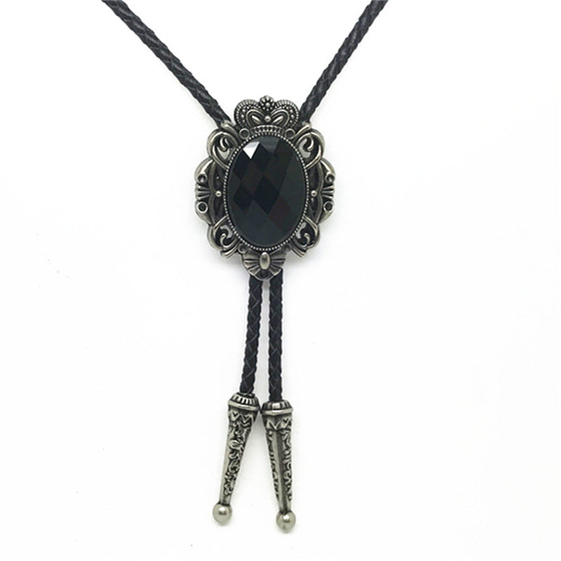 A01B2C43 New Design Long Neckline Rope Crown Holder Korean Style Polo Necklace Men's All-match Accessories Short Sleeve