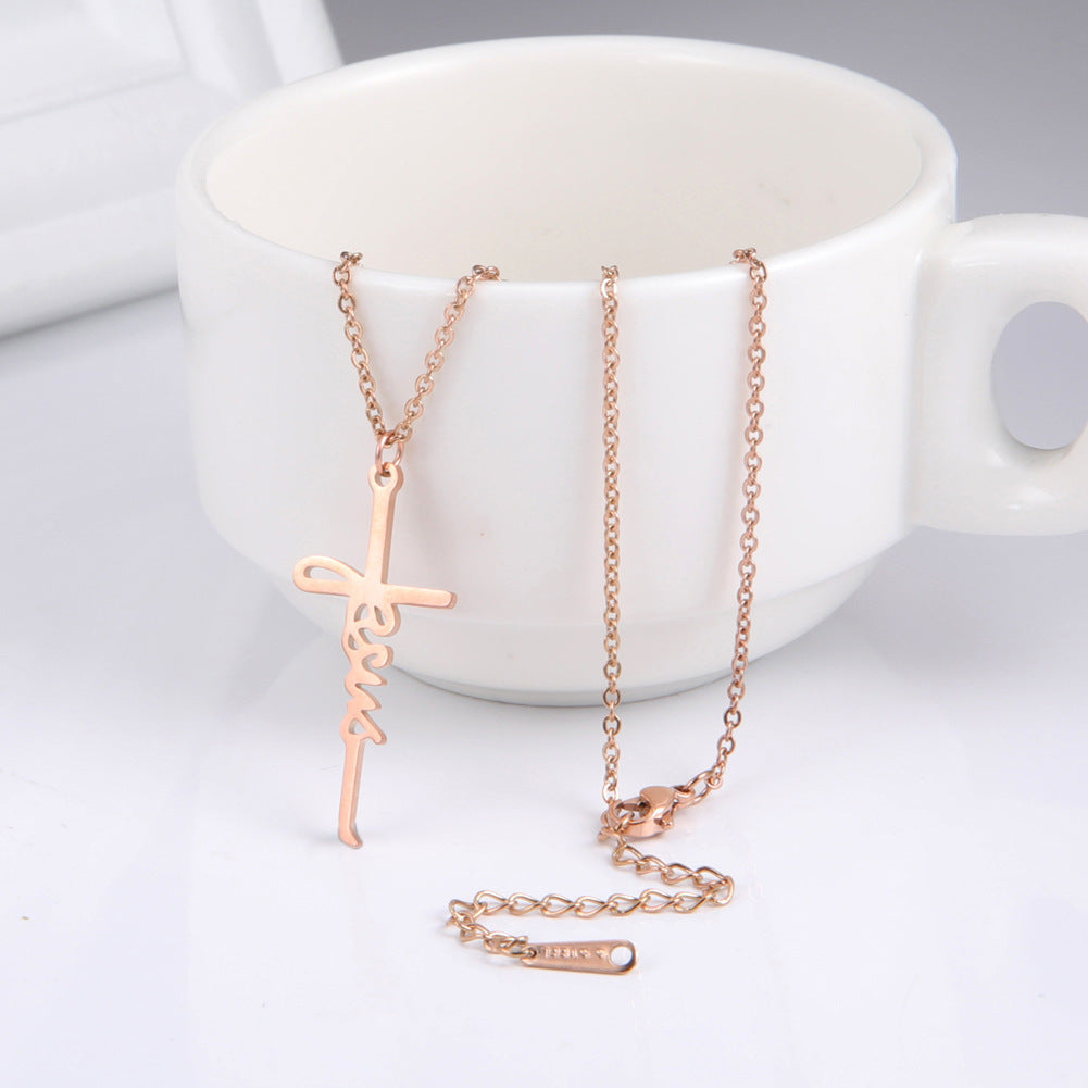 Collier en acier inoxydable avec pendentif croix de Jésus doux