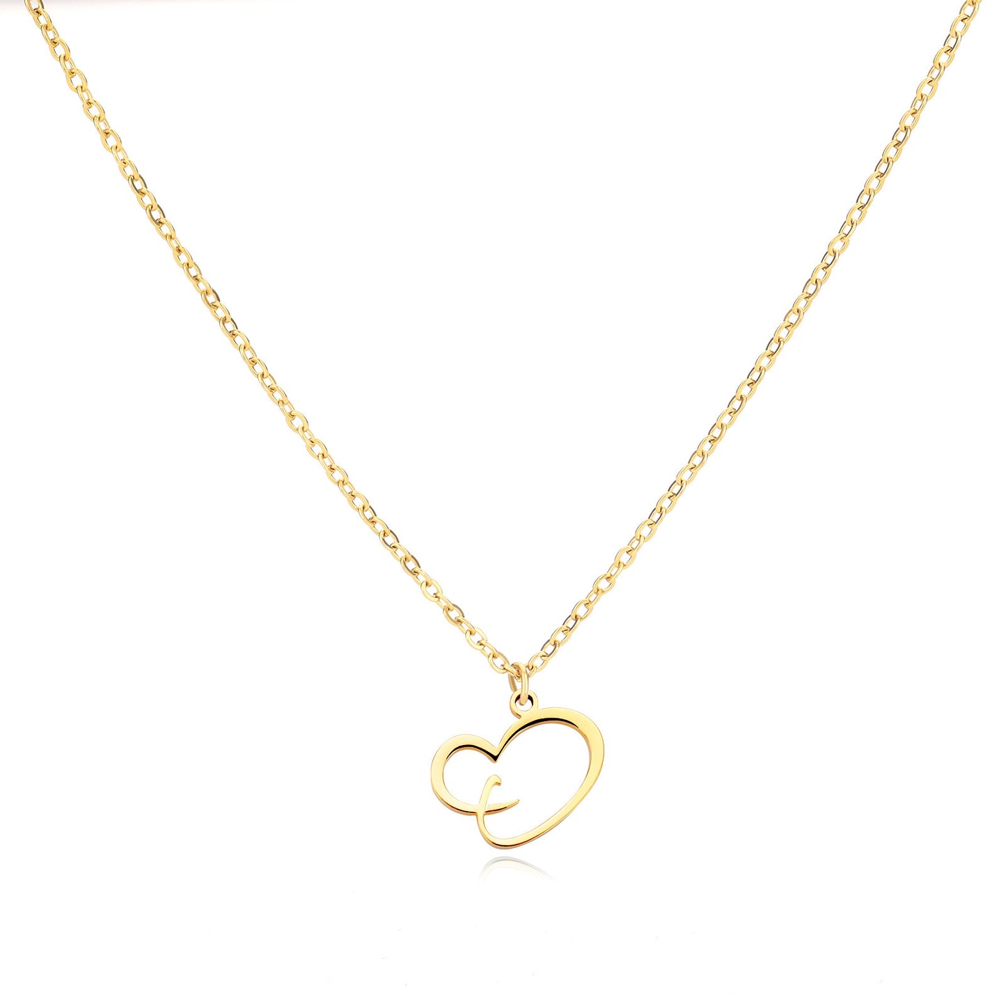 Collier créatif en acier inoxydable avec pendentif lettre cœur Simple pour femmes