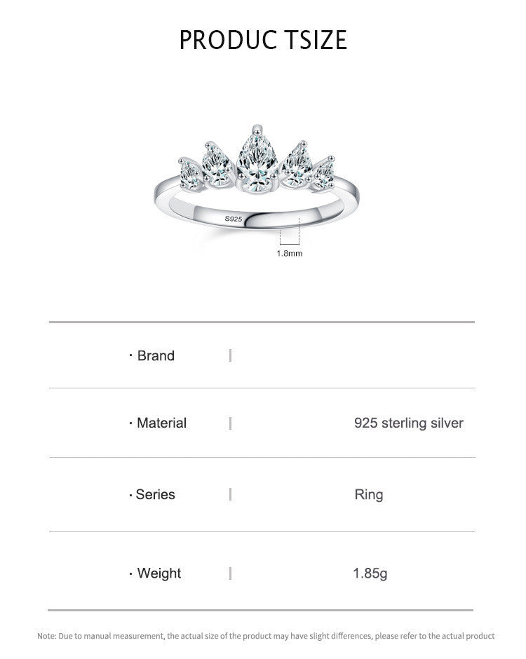 Bague en forme de goutte en argent sterling S925 pour femme