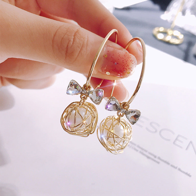 Boucles d'oreilles nid d'oiseau en métal creux français