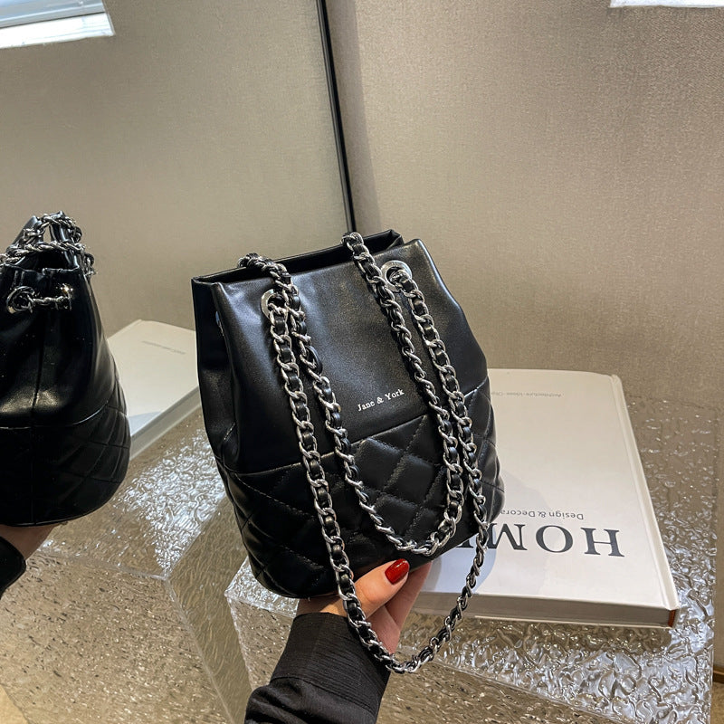 Bolso cruzado tipo cubo con un solo hombro y textura de diamante para mujer, estilo coreano, sencillo