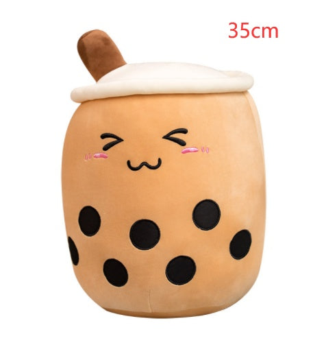 Peluche de boisson aux fruits, mignonne, douce, fraise, lait, thé, tasse de thé Boba, jouet bulle de thé, oreiller, coussin, cadeau pour enfants