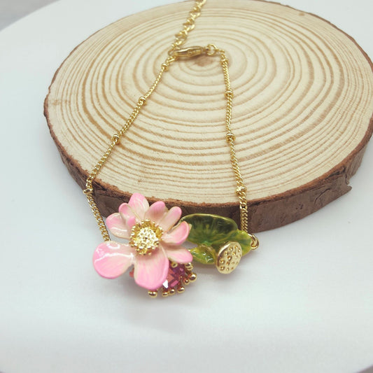 Bague de collier de bracelet de feuille de lotus de bourgeon