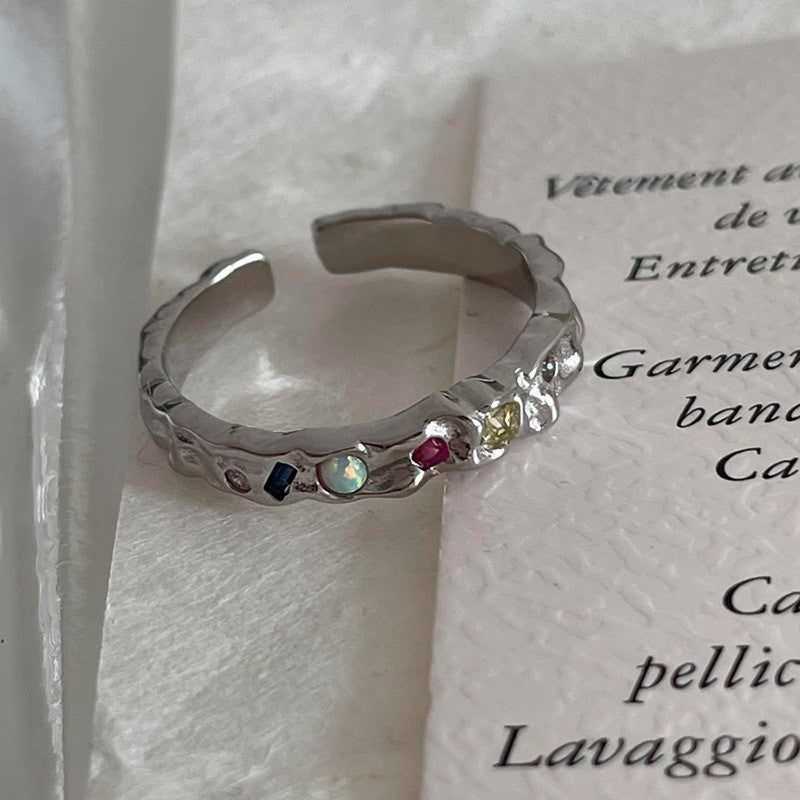 Anillo de piedra Natural ámbar estilo Vintage Maillard para mujer temperamento salvaje